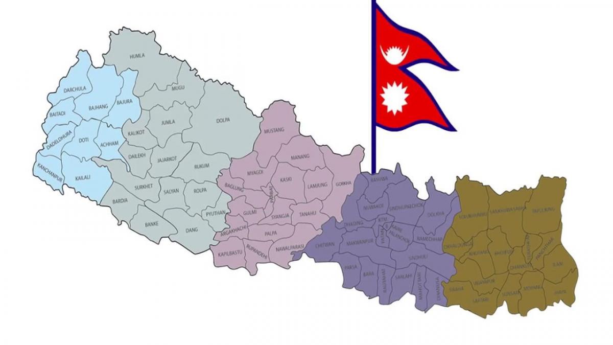 Peta nepal dengan bendera