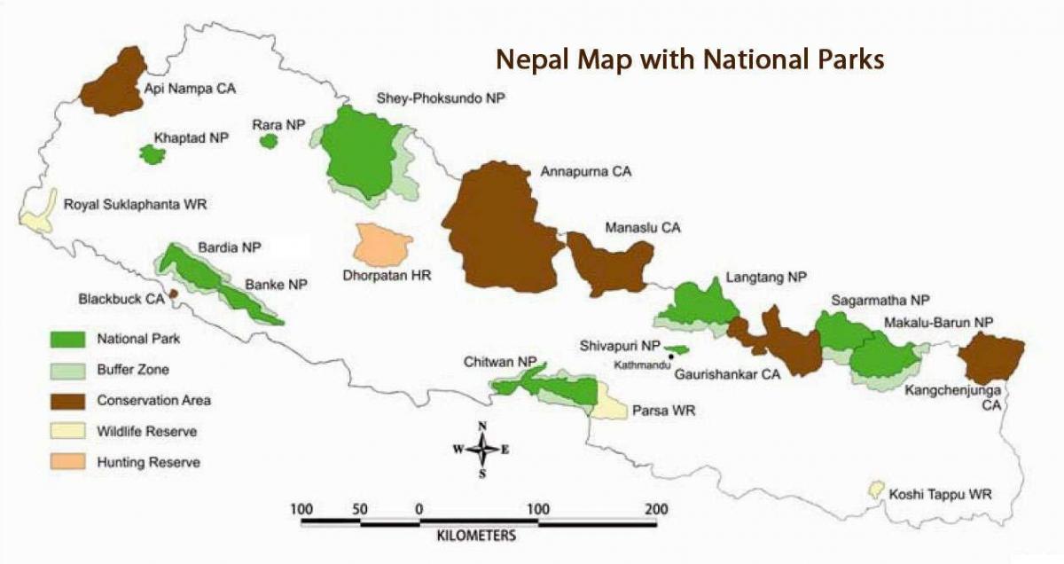 Peta nepal dengan taman nasional