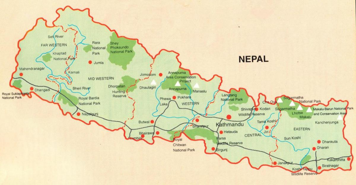nepal pelancong peta bebas