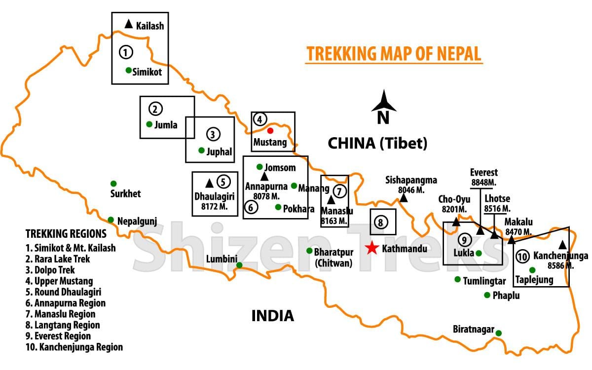 nepal peta perjalanan