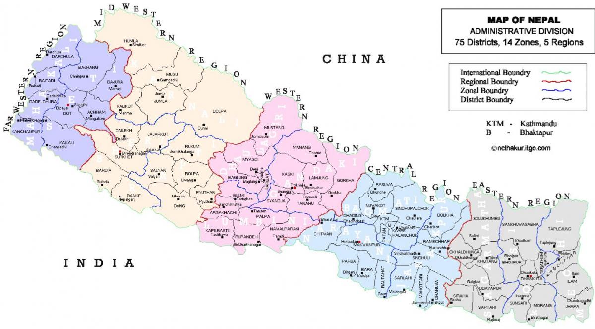 nepal politik peta dengan daerah