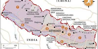 Peta nepal dengan kuil