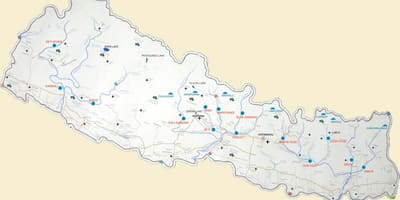 Peta nepal dengan tasik