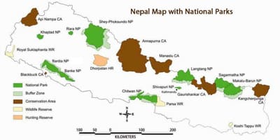 Peta nepal dengan taman nasional